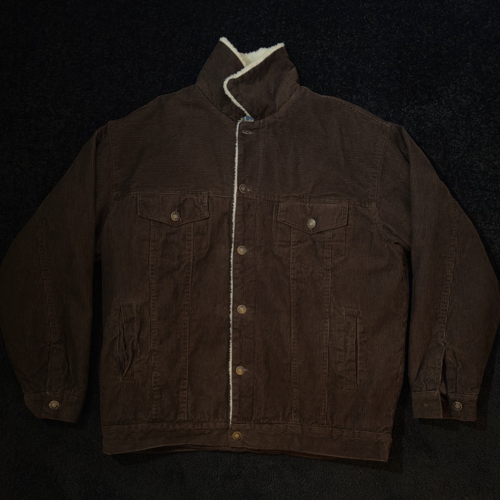 Brown Chocolate Corduroy Jacket with White Fur